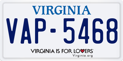 VA license plate VAP5468