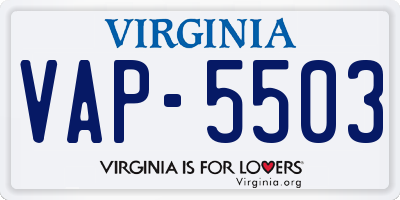 VA license plate VAP5503
