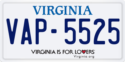 VA license plate VAP5525