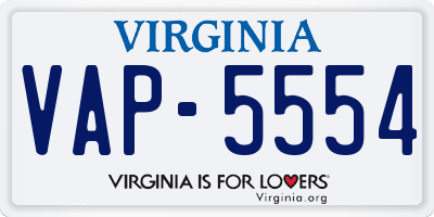 VA license plate VAP5554