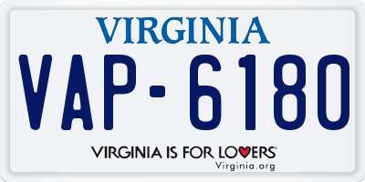 VA license plate VAP6180