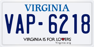 VA license plate VAP6218