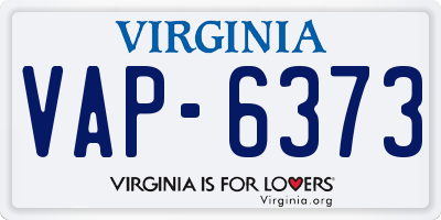 VA license plate VAP6373