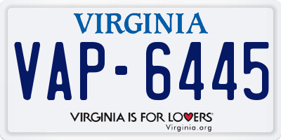 VA license plate VAP6445