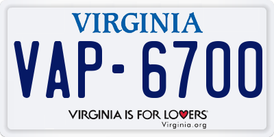 VA license plate VAP6700