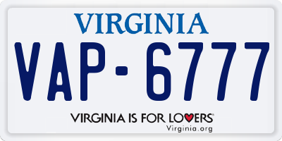 VA license plate VAP6777