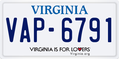 VA license plate VAP6791