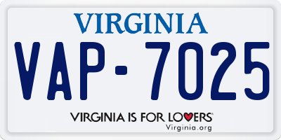 VA license plate VAP7025