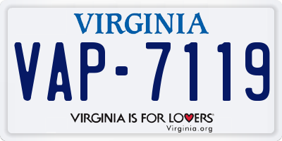 VA license plate VAP7119