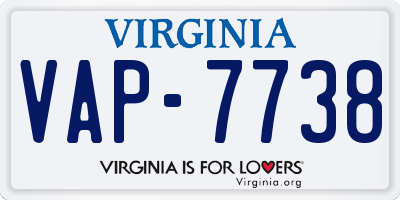 VA license plate VAP7738