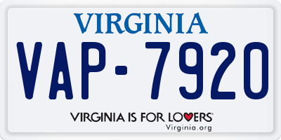 VA license plate VAP7920