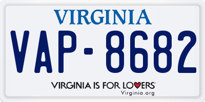 VA license plate VAP8682