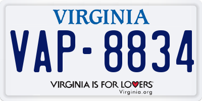 VA license plate VAP8834