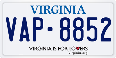 VA license plate VAP8852