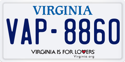 VA license plate VAP8860