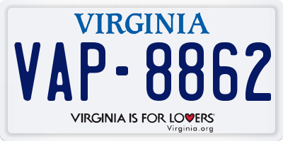 VA license plate VAP8862