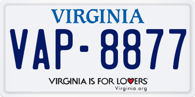 VA license plate VAP8877