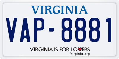 VA license plate VAP8881