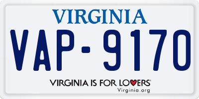 VA license plate VAP9170