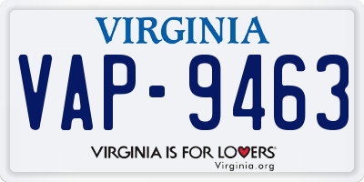 VA license plate VAP9463