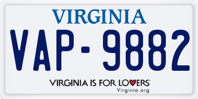 VA license plate VAP9882