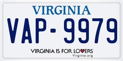 VA license plate VAP9979