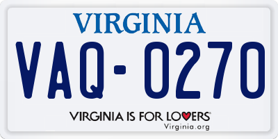 VA license plate VAQ0270