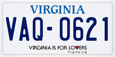 VA license plate VAQ0621