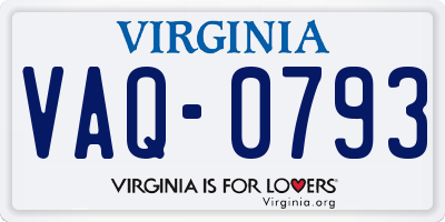 VA license plate VAQ0793