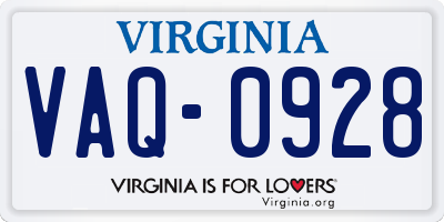VA license plate VAQ0928