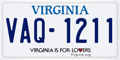 VA license plate VAQ1211