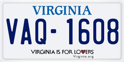 VA license plate VAQ1608