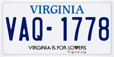VA license plate VAQ1778
