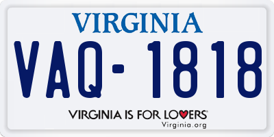 VA license plate VAQ1818