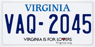 VA license plate VAQ2045