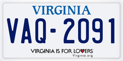 VA license plate VAQ2091