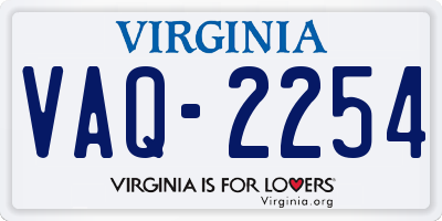 VA license plate VAQ2254
