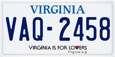 VA license plate VAQ2458