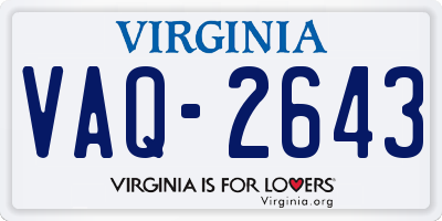 VA license plate VAQ2643