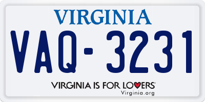 VA license plate VAQ3231