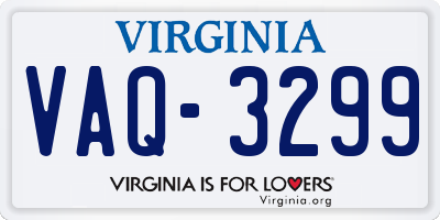 VA license plate VAQ3299