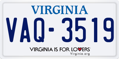 VA license plate VAQ3519