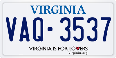 VA license plate VAQ3537
