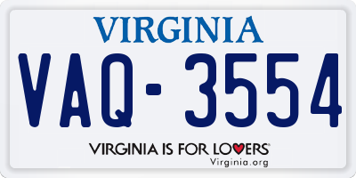 VA license plate VAQ3554