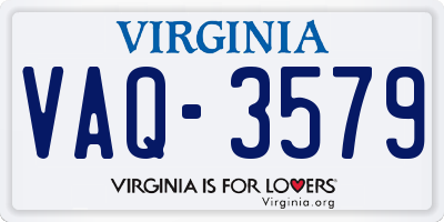 VA license plate VAQ3579