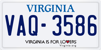 VA license plate VAQ3586