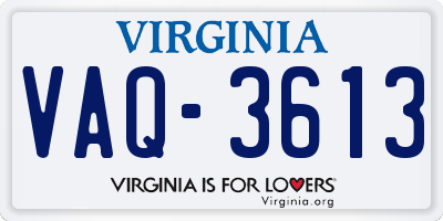 VA license plate VAQ3613