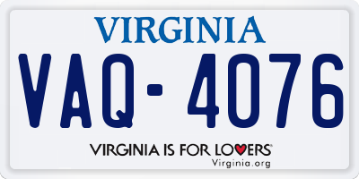 VA license plate VAQ4076