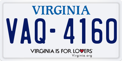 VA license plate VAQ4160