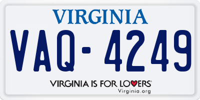 VA license plate VAQ4249